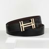 Thắt lưng Hermès H au Carré in Golden Palladium Togo/Boxcalf size 90 (Đen/Nâu)