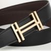 Thắt lưng Hermès H au Carré in Golden Palladium Togo/Boxcalf size 90 (Đen/Nâu)