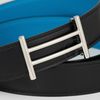 Thắt lưng Hermès H Rider in Silver Palladium - Togo/Boxcalf (Đen/Xanh) size 95