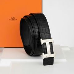 Thắt lưng Hermès H Touareg Crocodile (Đen) size 95