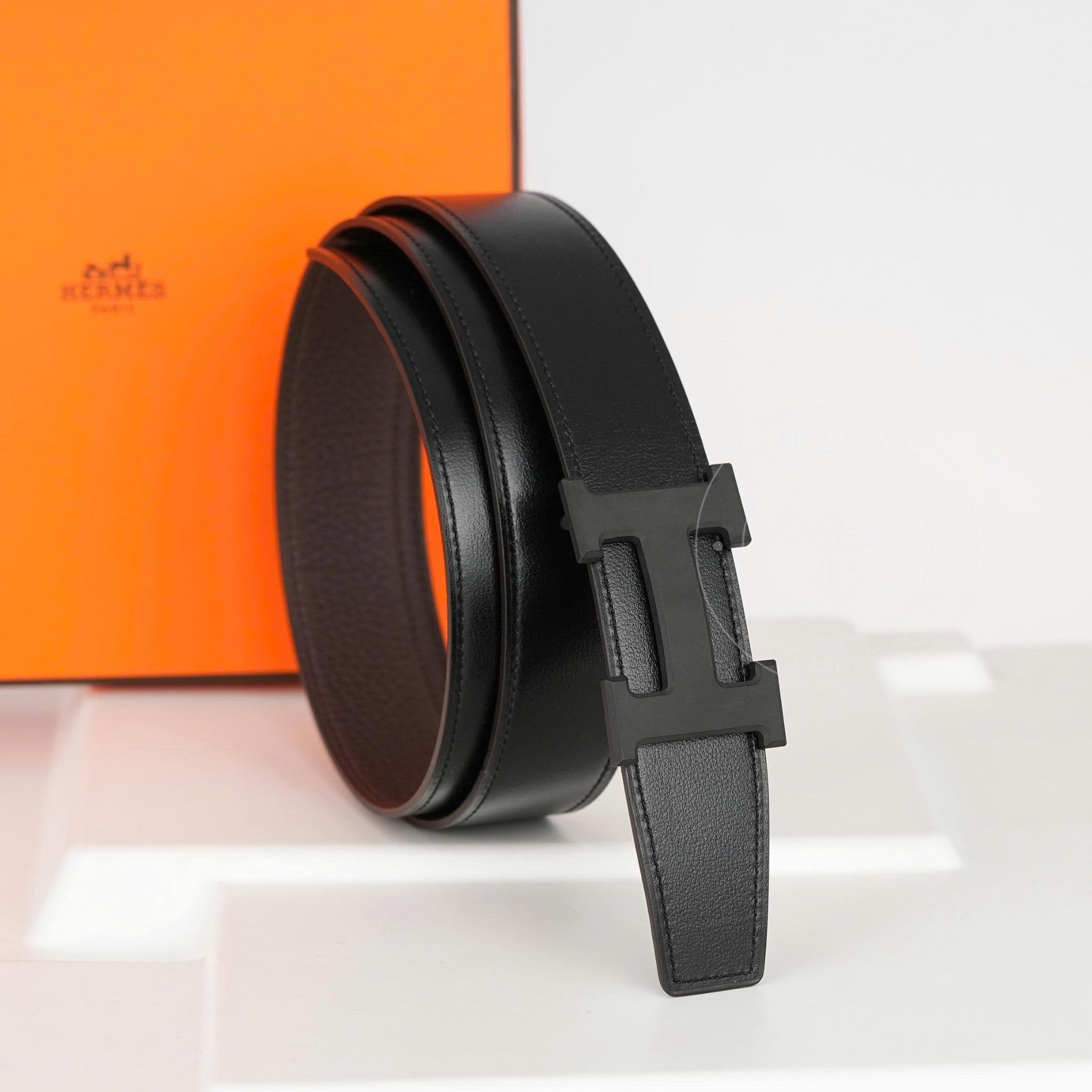Thắt lưng Hermès H Constance Matte Black Reversible Togo/Boxcalf (Đen/Nâu) size 90