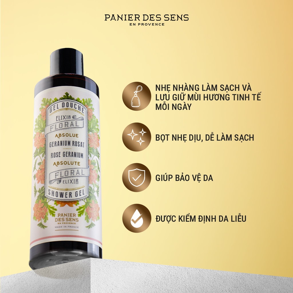 Sữa tắm hương nước hoa phong lữ hồng – PDS Absolutes Shower Gel Rose Geranium 250ml