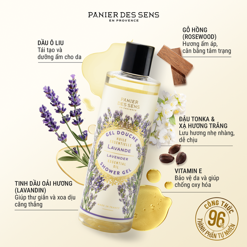 Sữa tắm hương oải hương – PDS Essentials Shower Gel Lavender 250ml