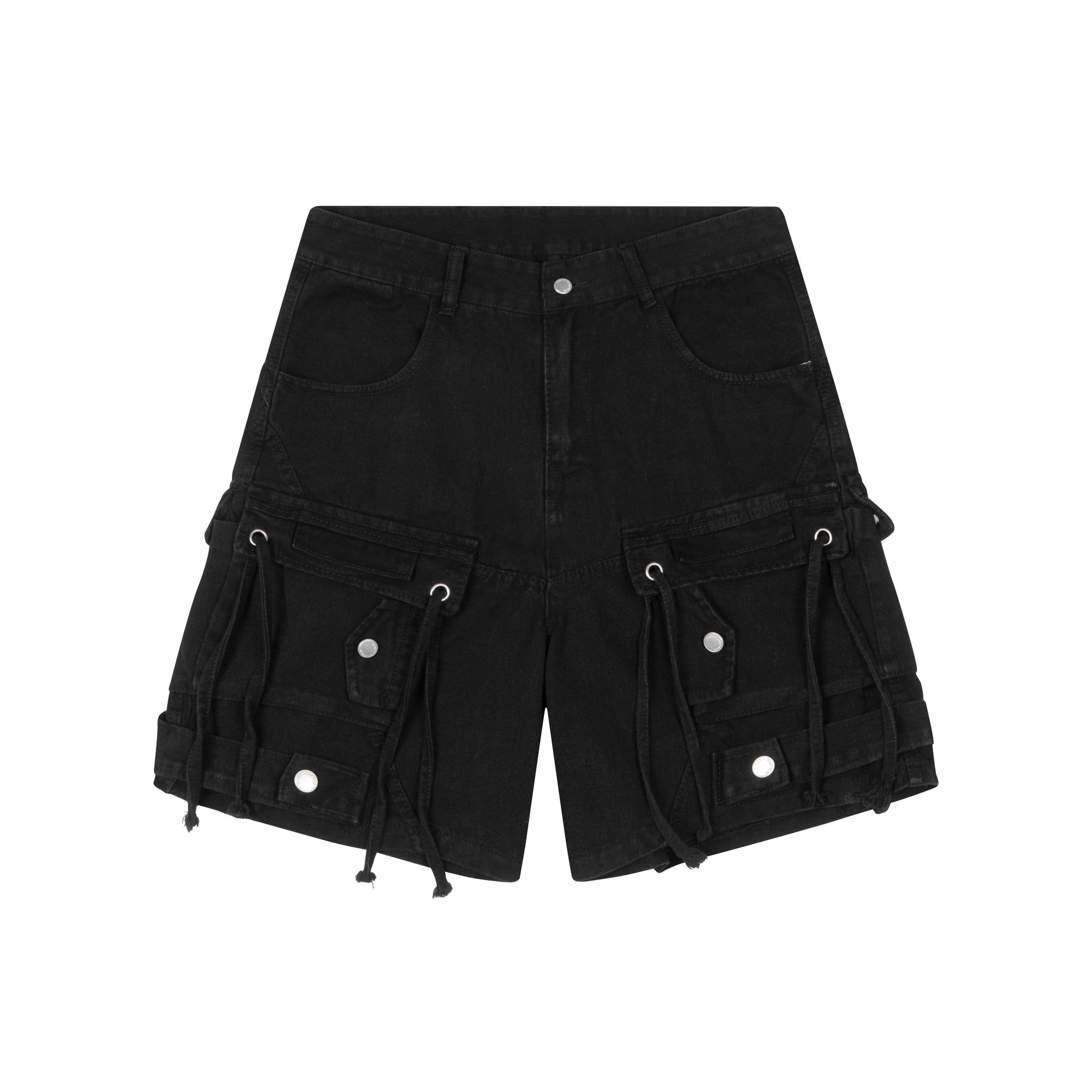 STRAP DENIM SHORT