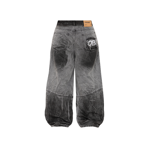  Baggy Denim Grit Washed Black Grey 