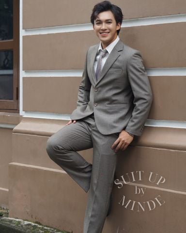 Bộ vest nam xám nâu caro VEST NAM