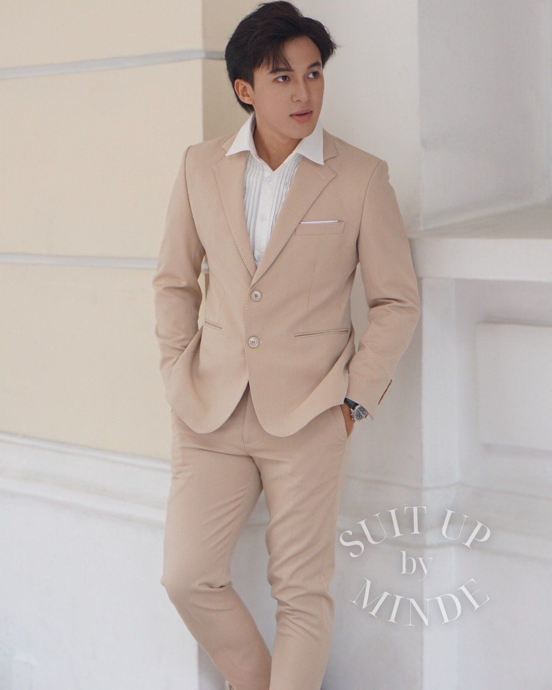 Bộ vest nam màu be VEST NAM