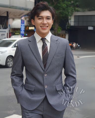 Bộ vest xám xanh sọc nhuyễn VEST NAM