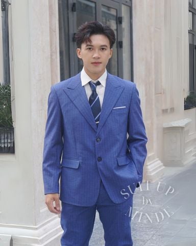 Bộ vest xanh sọc nhuyễn VEST NAM