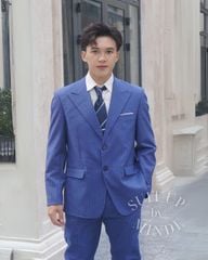 Bộ vest xanh sọc nhuyễn VEST NAM