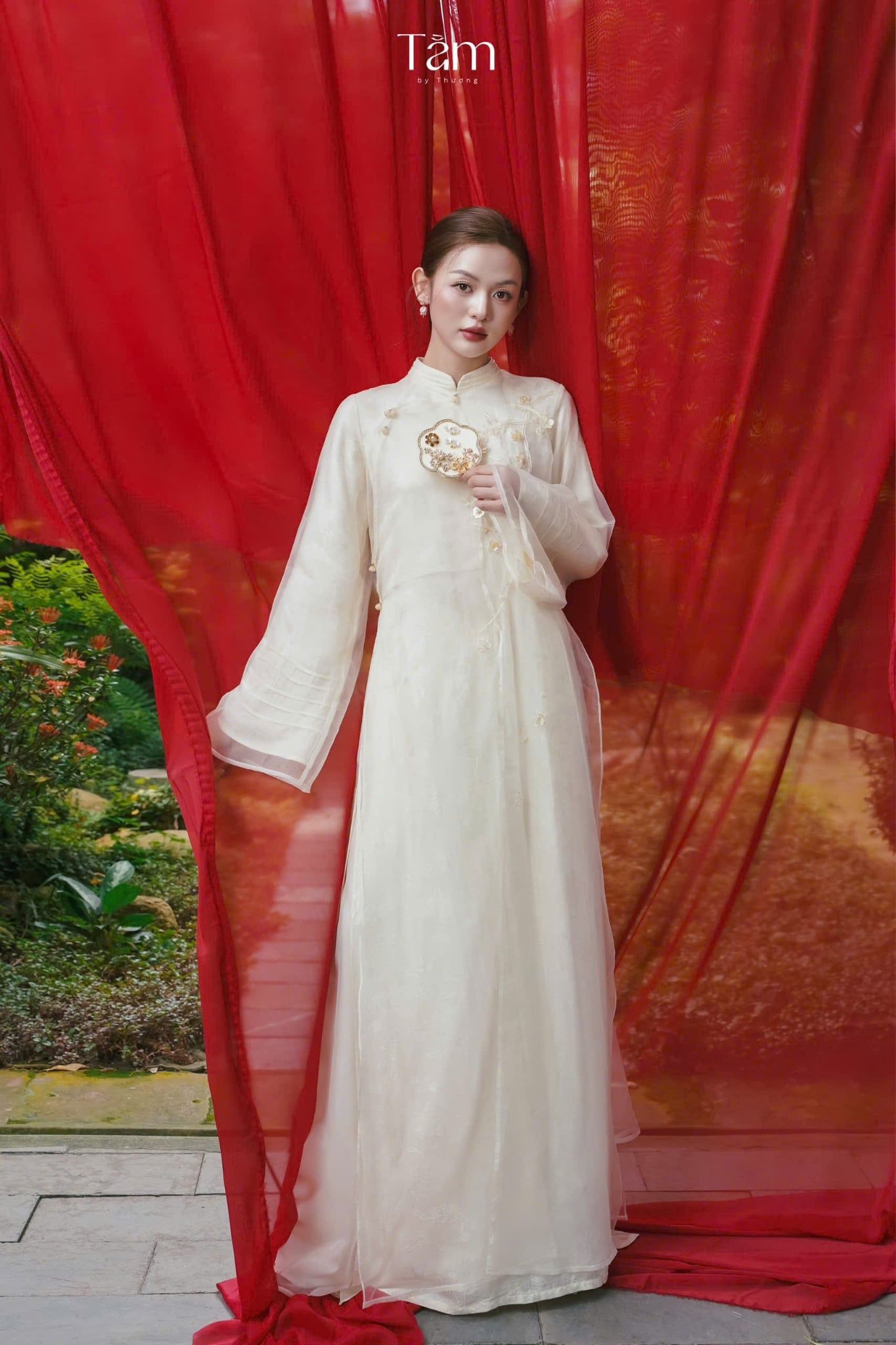 Áo Dài Nữ Linh Thư kèm Choàng Tơ Ngọc Nhiêu TAMBYTHUONG