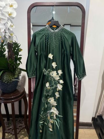 Áo Dài Nữ Cổ Truyền Thống Đính Kết Hoa MADAME ĐÀO THỊ