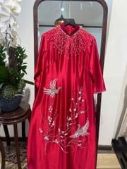 Áo Dài Nữ Cổ Truyền Thống Đính Thêu Chim Hoa Xuân MADAME ĐÀO THỊ
