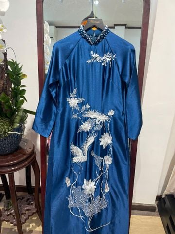 Áo Dài Nữ Cổ Truyền Thống Đính Thêu Chim Hạc MADAME ĐÀO THỊ