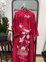 Áo Dài Nữ Cổ Truyền Thống Đính Thêu Chim Hạc MADAME ĐÀO THỊ