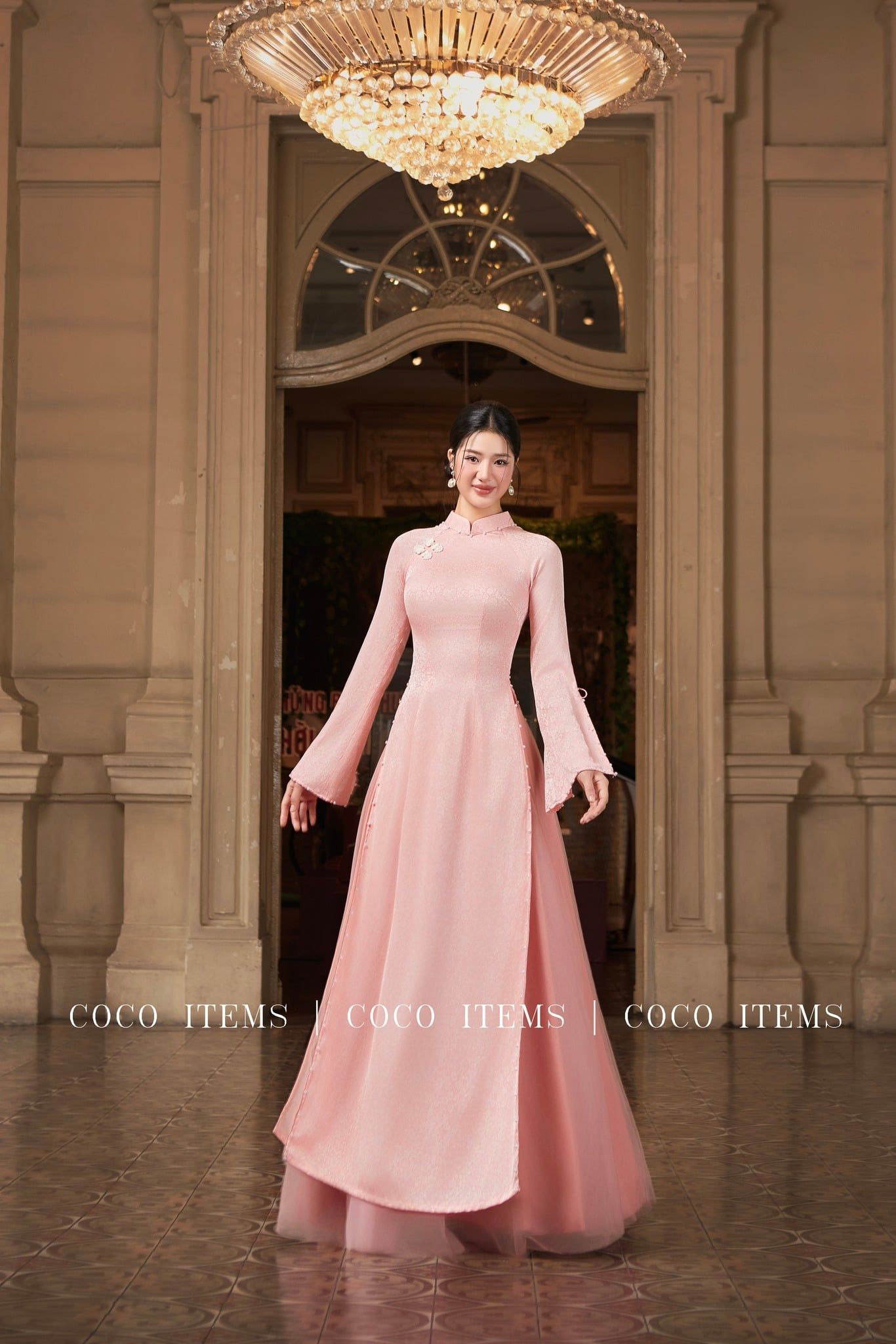 Áo Dài Nữ Gấm Tay Xẻ COCO DRESS