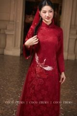 Áo Dài Cưới Nữ Gấm Nổi Thêu Hạc COCO DRESS