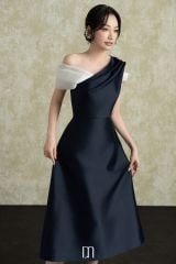 Đầm Midi Maven Draping Phối Vải Organza De Nio