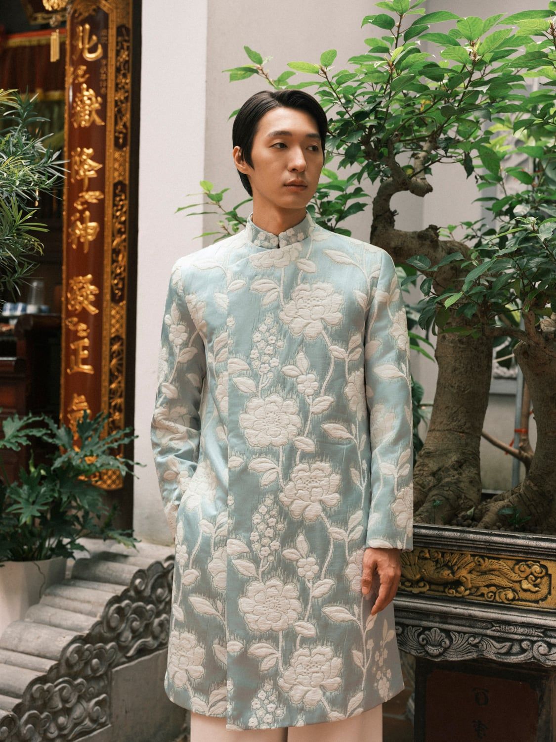 Áo Dài Nam Trường Liên Xéo Xọ