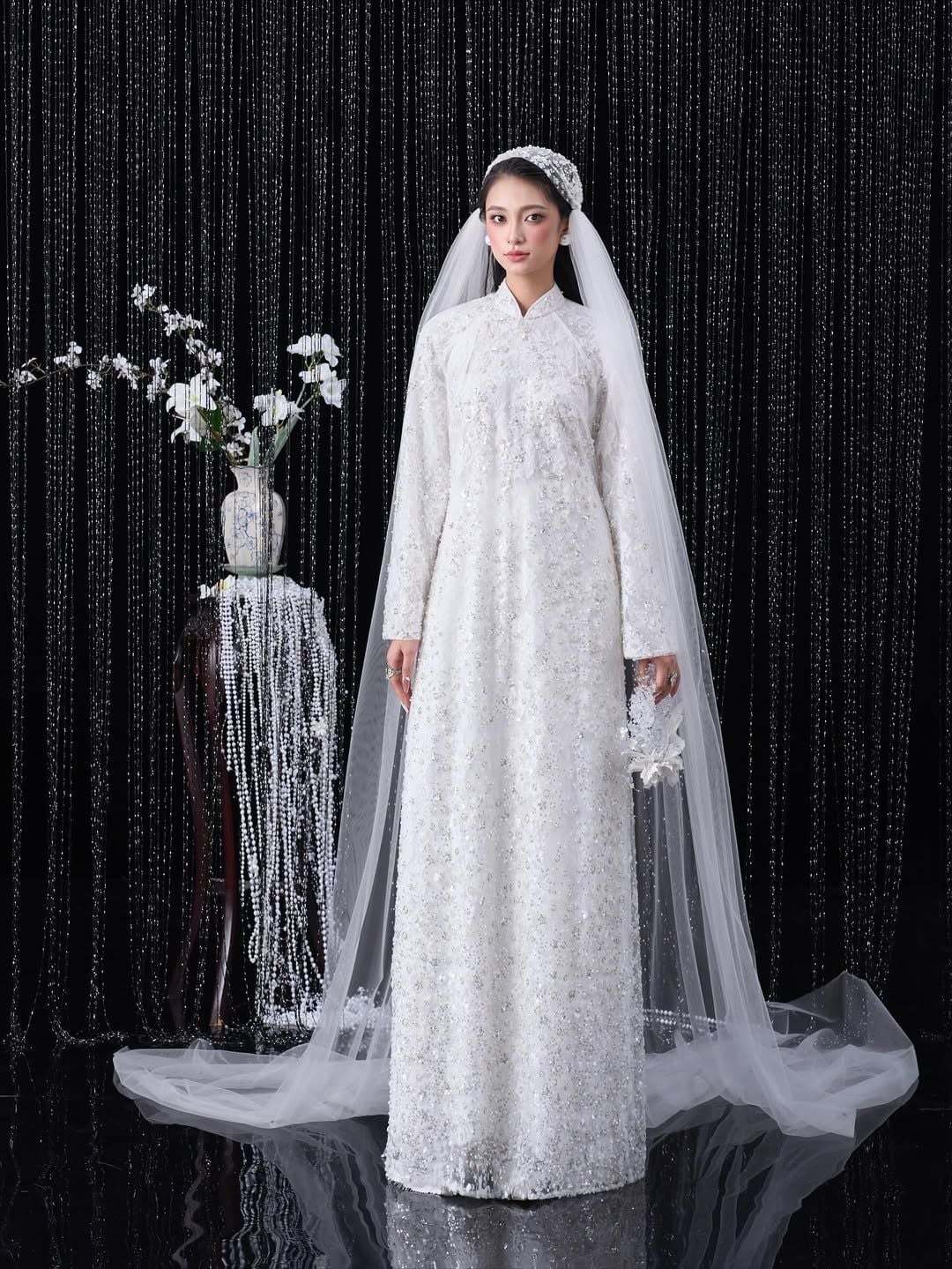 Áo Dài Cưới Nữ Sequin Bạch Khôi IL MARE