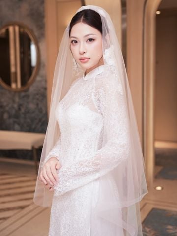 Áo Dài Cưới Nữ Diên Hỷ Ren Kim Sa Trắng IL MARE