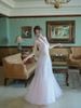 Đầm Midi Rose Whisper Phối Lưới Trễ Vai Mộng Mơ LOVELYN