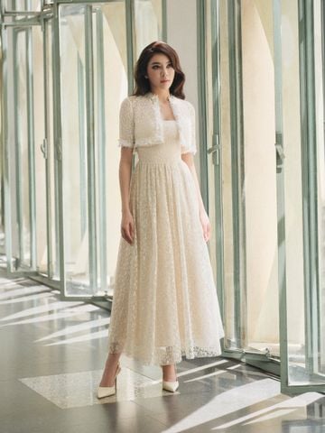 Set Đầm Ren Dài Cổ Vuông FEVER LOVELYN