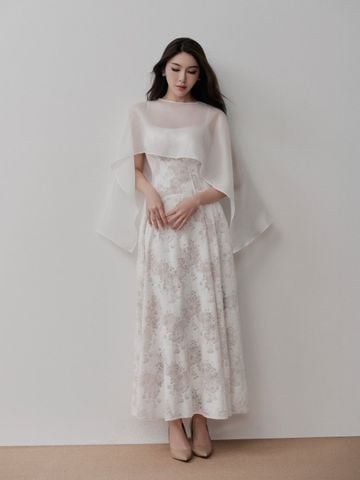 Đầm Maxi Celi Ren Phối Áo Choàng Voan LOVELYN