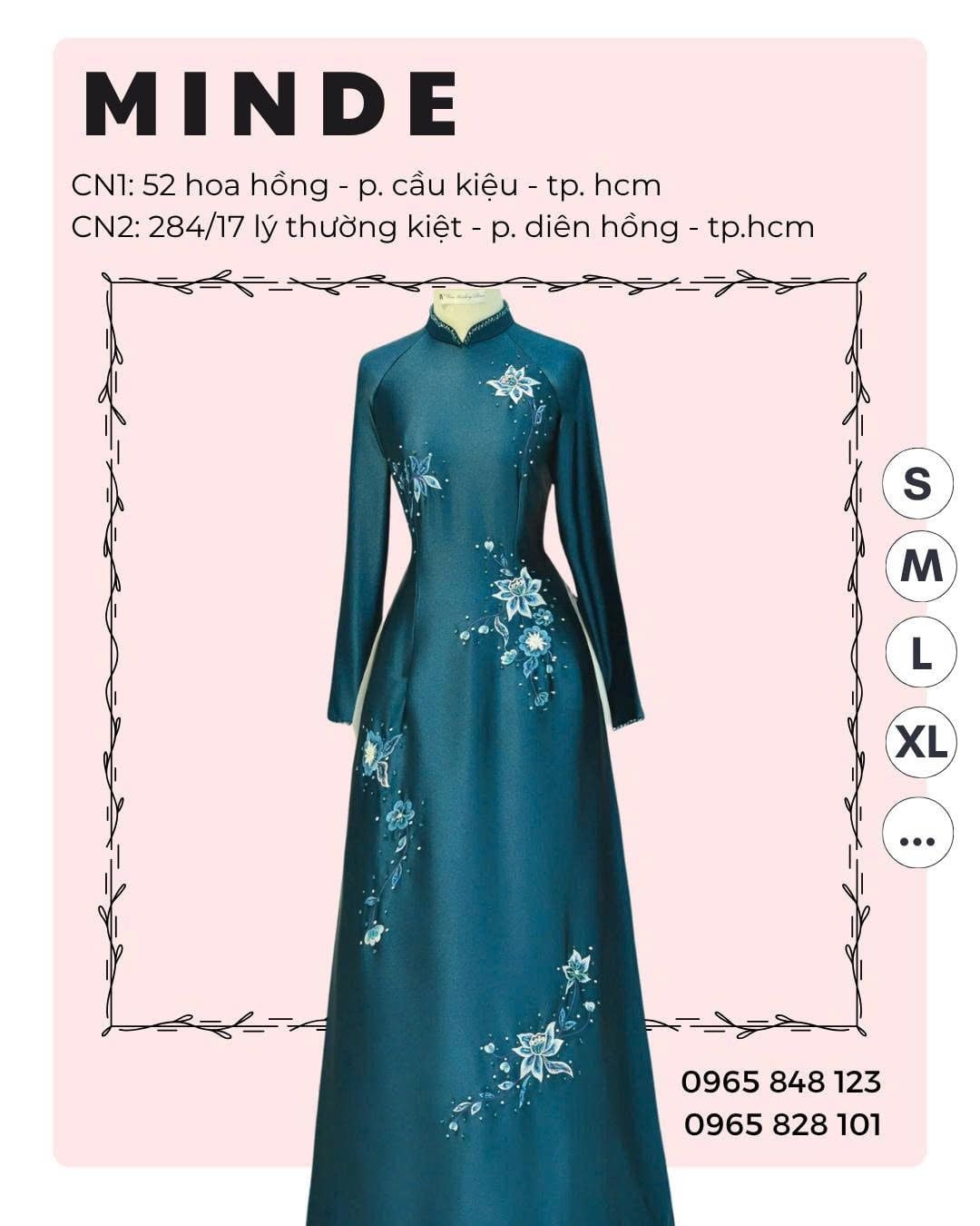 Áo Dài Bà Sui Xanh Ngọc Họa Tiết Hoa Đính Đá MADAME ĐÀO THỊ