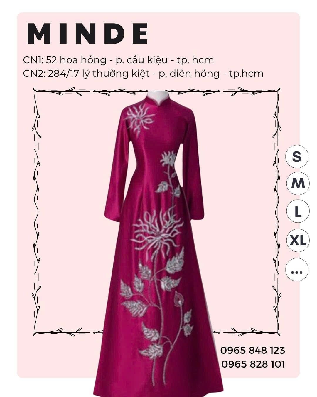 Áo Dài Bà Sui Hồng Thêu Hoa MADAME ĐÀO THỊ