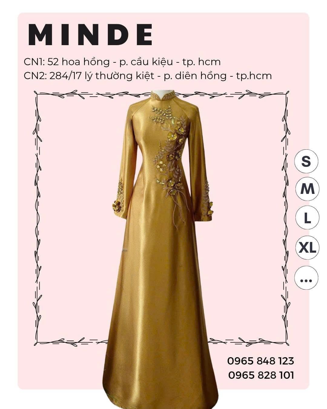 Áo Dài Bà Sui Vàng Hoa Đính Đá MADAME ĐÀO THỊ