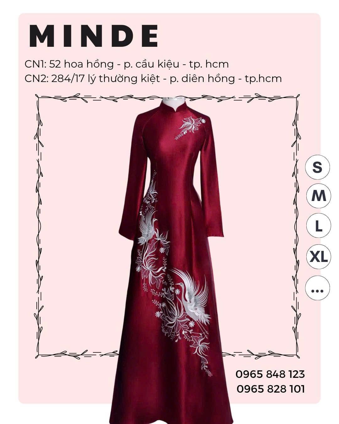 Áo Dài Bà Sui Đỏ Đô Thêu Chim Hạc MADAME ĐÀO THỊ