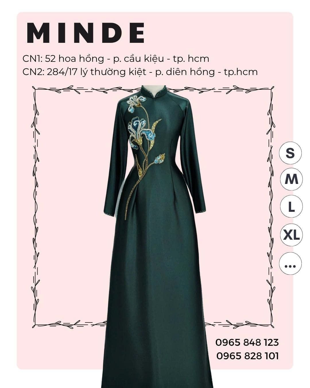 Áo Dài Bà Sui Xanh Lá Họa Tiết Thêu Hoa Đính Đá MADAME ĐÀO THỊ