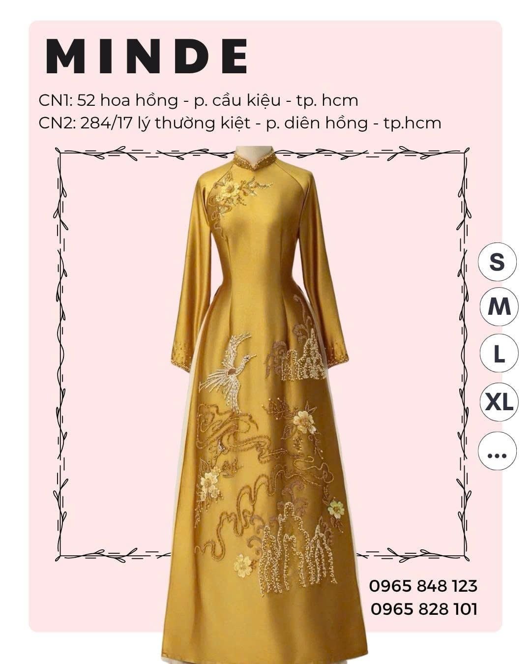 Áo Dài Bà Sui Vàng Đồng Họa Tiết Chim Hạc MADAME ĐÀO THỊ