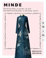 Áo Dài Bà Sui Xanh Họa Tiết Chim Hạc MADAME ĐÀO THỊ