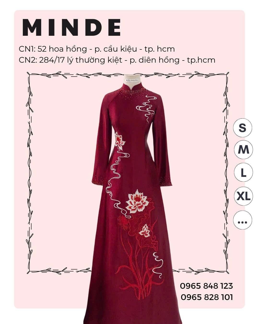 Áo Dài Bà Sui Màu Đỏ Họa Tiết Hoa Sen MADAME Đào Thị