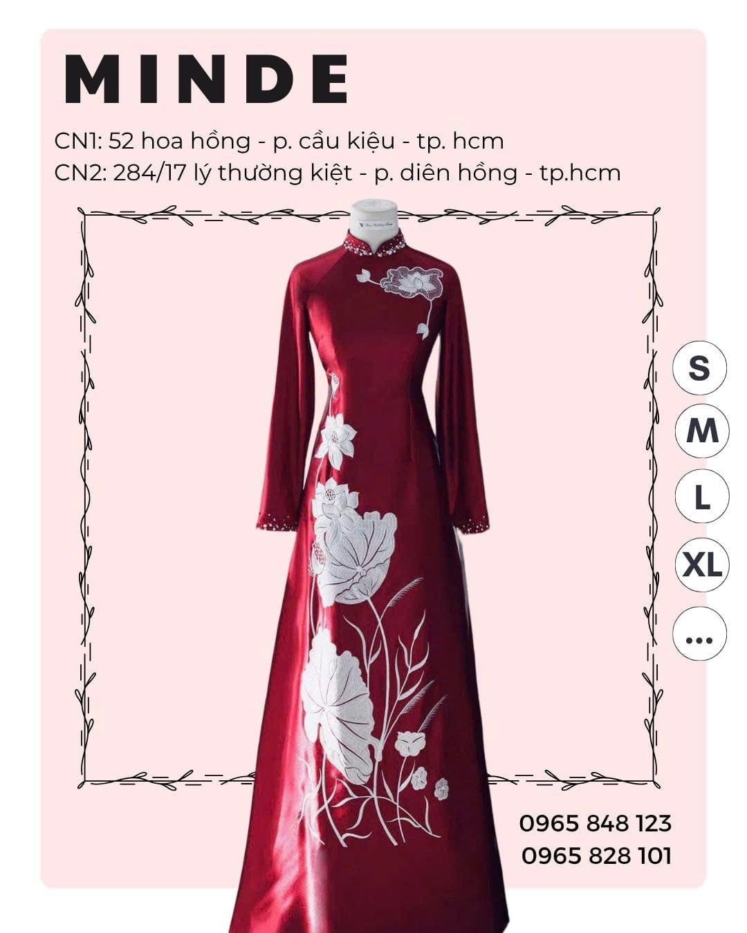 Áo Dài Bà Sui Đỏ Kết Hoa Trắng MADAME ĐÀO THỊ