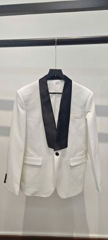 Áo Vest Nam Màu Trắng Cổ Áo Ve Đen SUIT UP