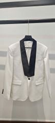 Áo Vest Nam Màu Trắng Cổ Áo Ve Đen SUIT UP