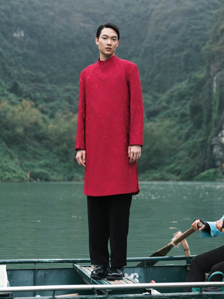 Áo Dài Nam Chu Tước Xéo Xọ