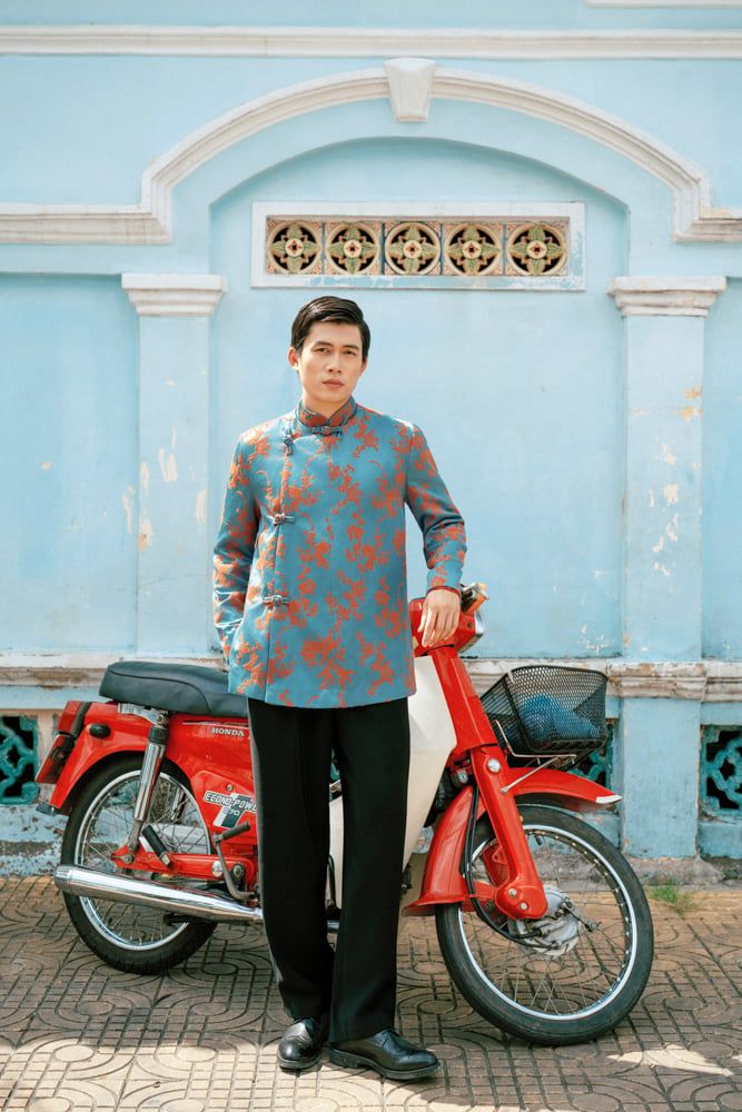 Áo Dài Nam Trường Lam Xéo Xọ