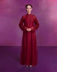 Áo Dài Nữ Hồng Ân - Hồng Duyên Xéo Xọ