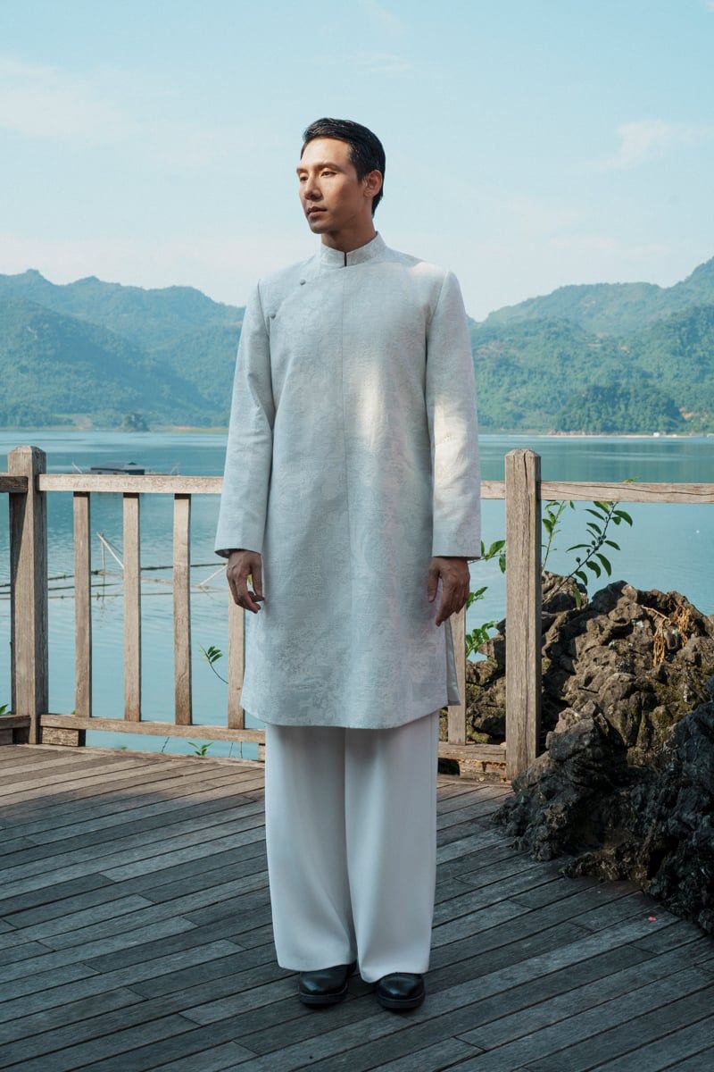 Áo Dài Nam Yên Lăng Xéo Xọ