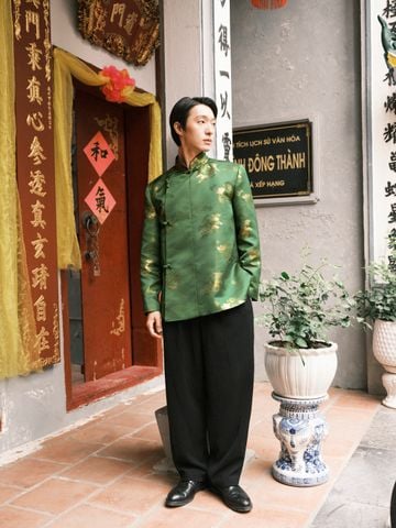 Áo Dài Nam Lục Nhạn Xéo Xọ