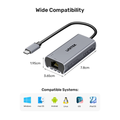 Bộ chuyển USB-C → Ethernet 5 Gbps UNITEK U1343AGY01