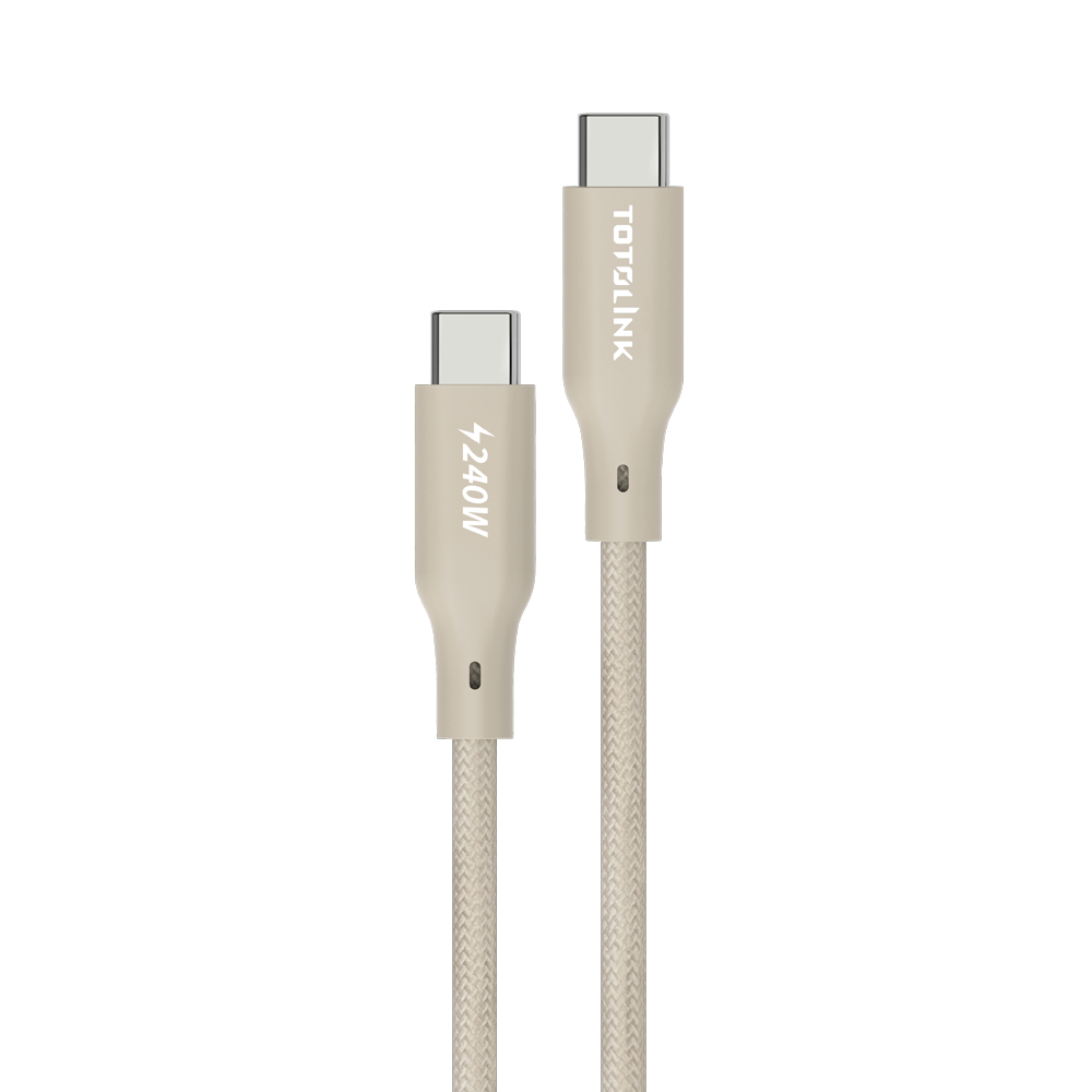 T2402CC - Cáp bọc dù USB-C to USB-C 2m, sạc nhanh mạnh mẽ 240W, truyền dữ liệu tốc độ cao.