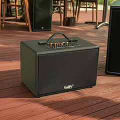 Loa Bluetooth G85 Goldsound, công suất 85w, Bass 4 inch, Treble 2 inch, 2 cổng micro, Bluetooth 5.0, thiết kế loa thùng gỗ cao 20 cm, rộng 32 cm, sâu 20 cm