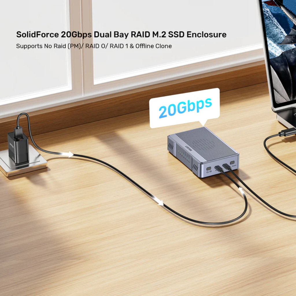 Hộp ổ cứng SSD M.2 2 khe RAID 20Gbps UNITEK S1247AGY01