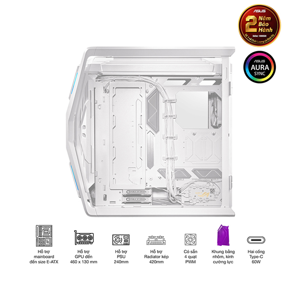 VỎ CASE ASUS GR701 ROG HYPERION WHITE EDITION (EATX,FULL TOWER,MÀU TRẮNG)