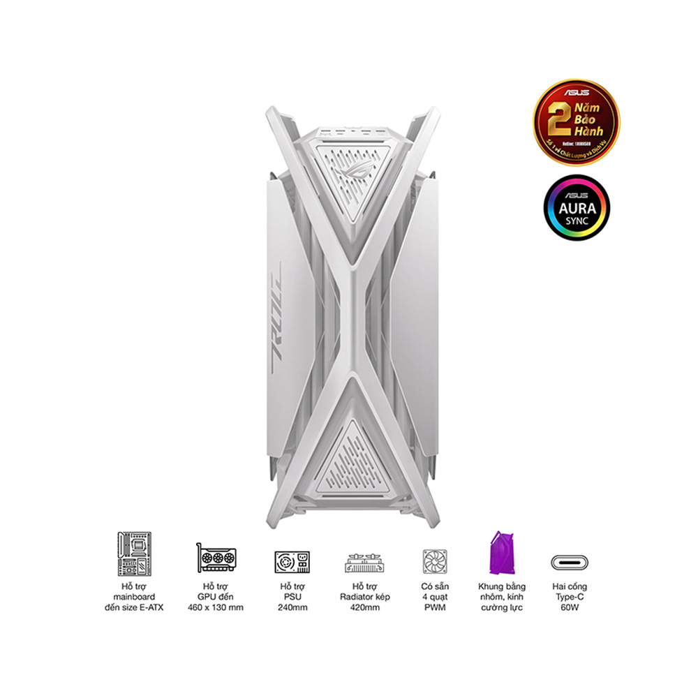 VỎ CASE ASUS GR701 ROG HYPERION WHITE EDITION (EATX,FULL TOWER,MÀU TRẮNG)